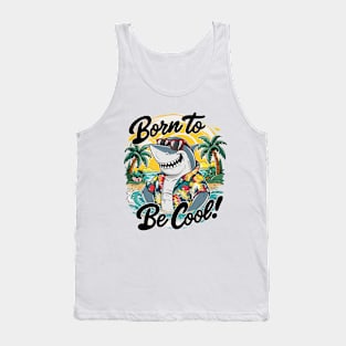 Funny Shark with Sunglasses Summer Holiday Tank Top